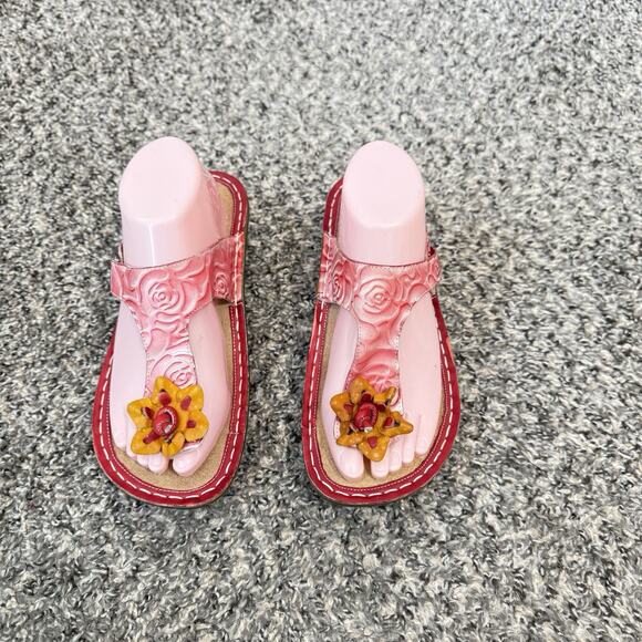 Lartiste Aldora Sandals Pink Leather Floral Colorful Thongs Slip On 30 US 8.5 - Picture 3 of 10